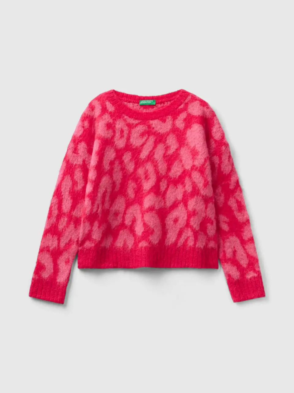 Benetton animal print sweater in wool blend. 1