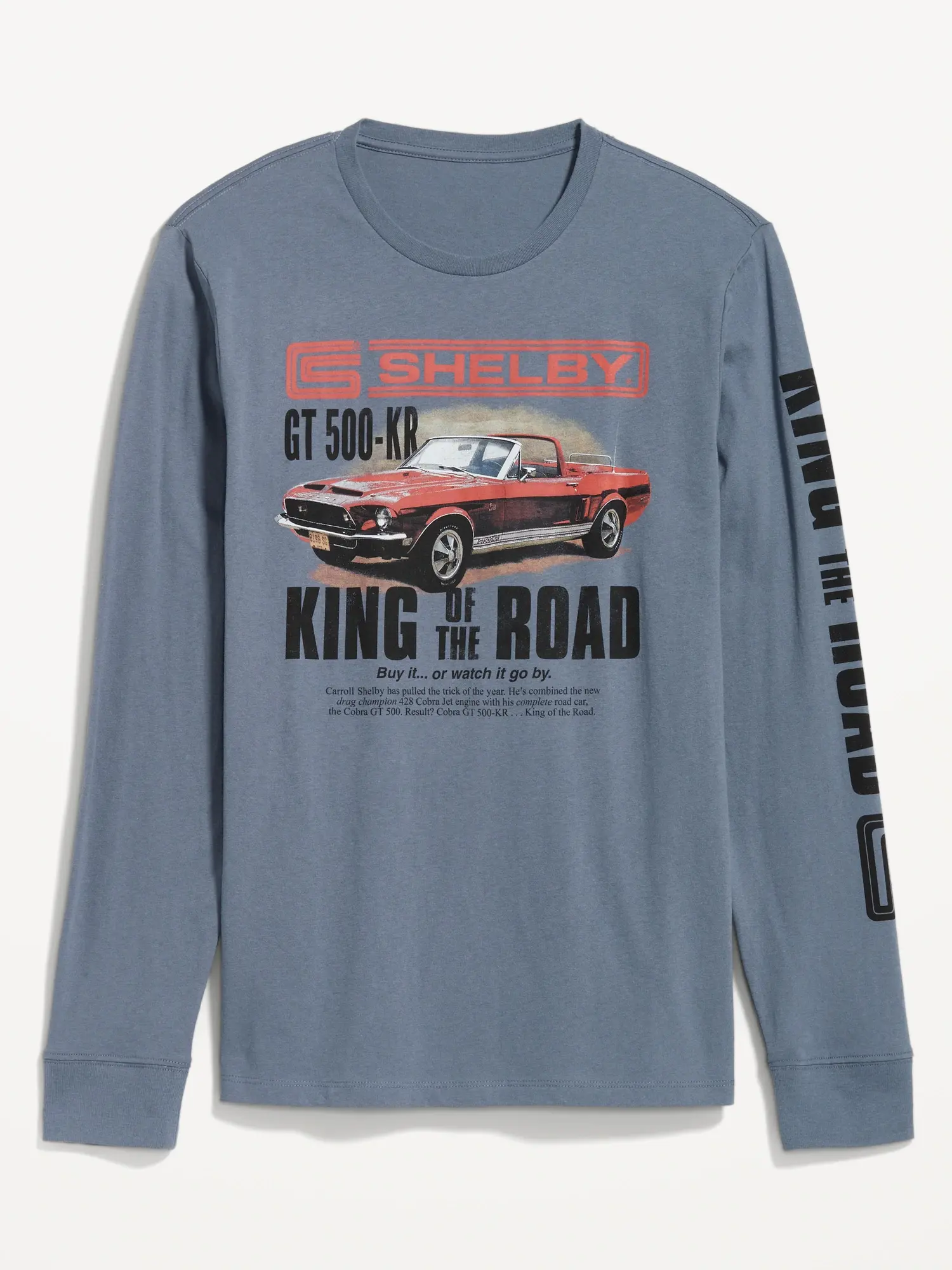 Old Navy Shelby Mustang™ "King of the Road" Gender-Neutral Long-Sleeve T-Shirt for Adults blue. 1