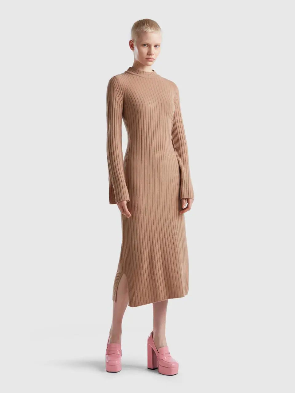Benetton knit dress with slits. 1