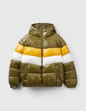 oversized fit color block padded jacket