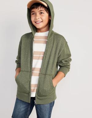 Zip-Front French-Terry Hoodie for Boys green