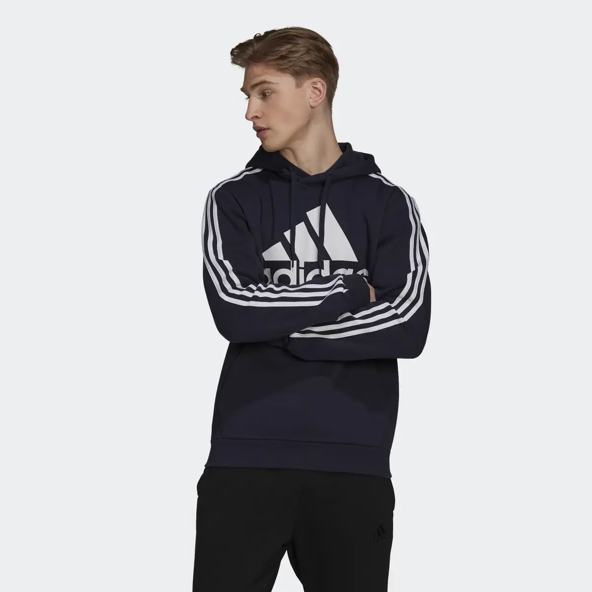 Adidas Essentials Fleece 3-Stripes Logo Hoodie. 2