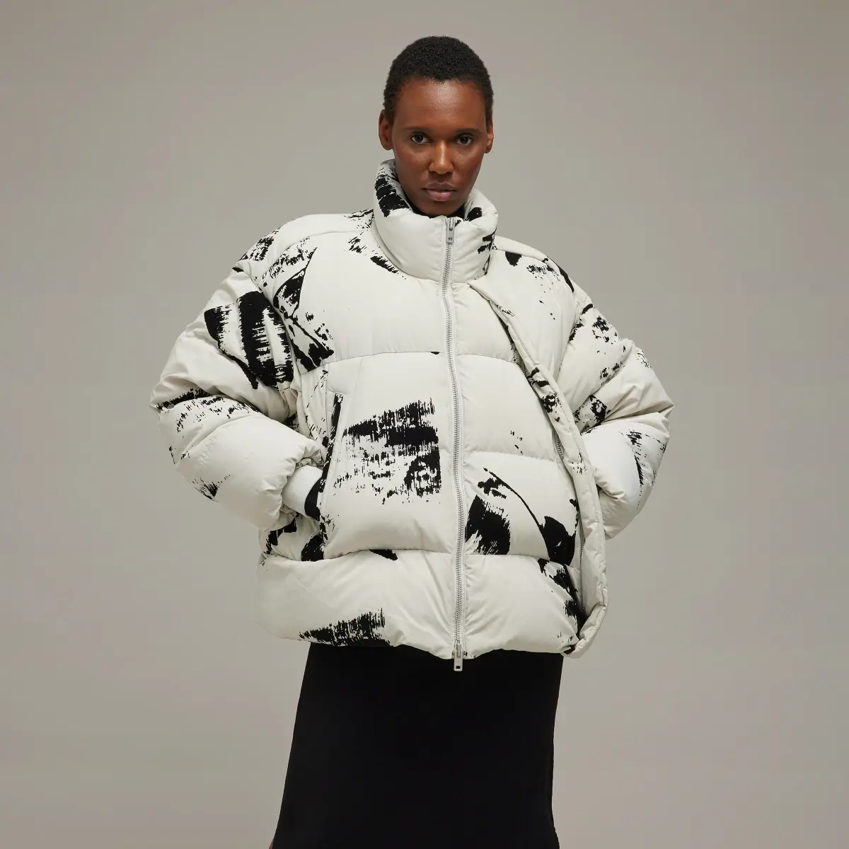 Adidas Y-3 Graphic Flock Puffer Jacket. 1