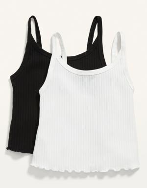 Old Navy Fitted Cropped Rib-Knit Cami Top 2-Pack for Women black