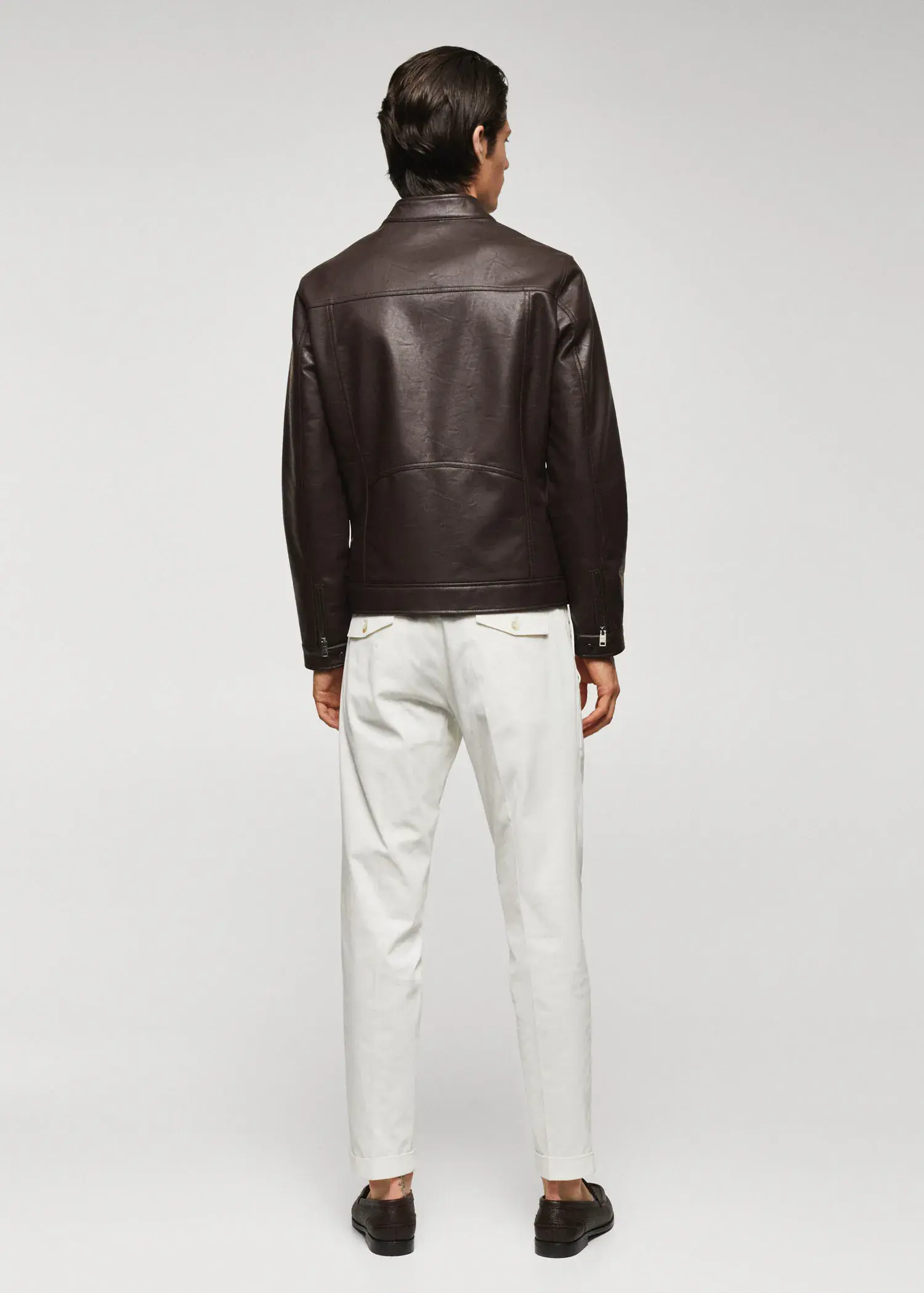 Mango Leather-effect jacket with zips. 3