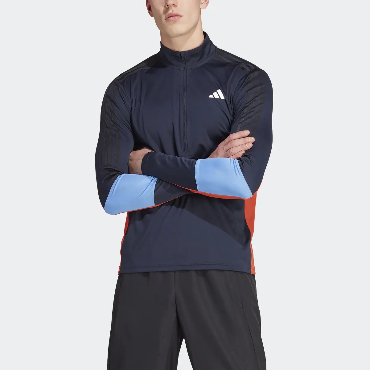 Adidas Training Colorblock Quarter-Zip Long Sleeve Tee. 1