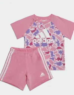 Conjunto Estampado de Playera y Shorts Dino Camuflaje