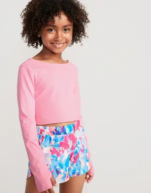 Old Navy PowerSoft Cropped Twist-Back Performance Top for Girls pink