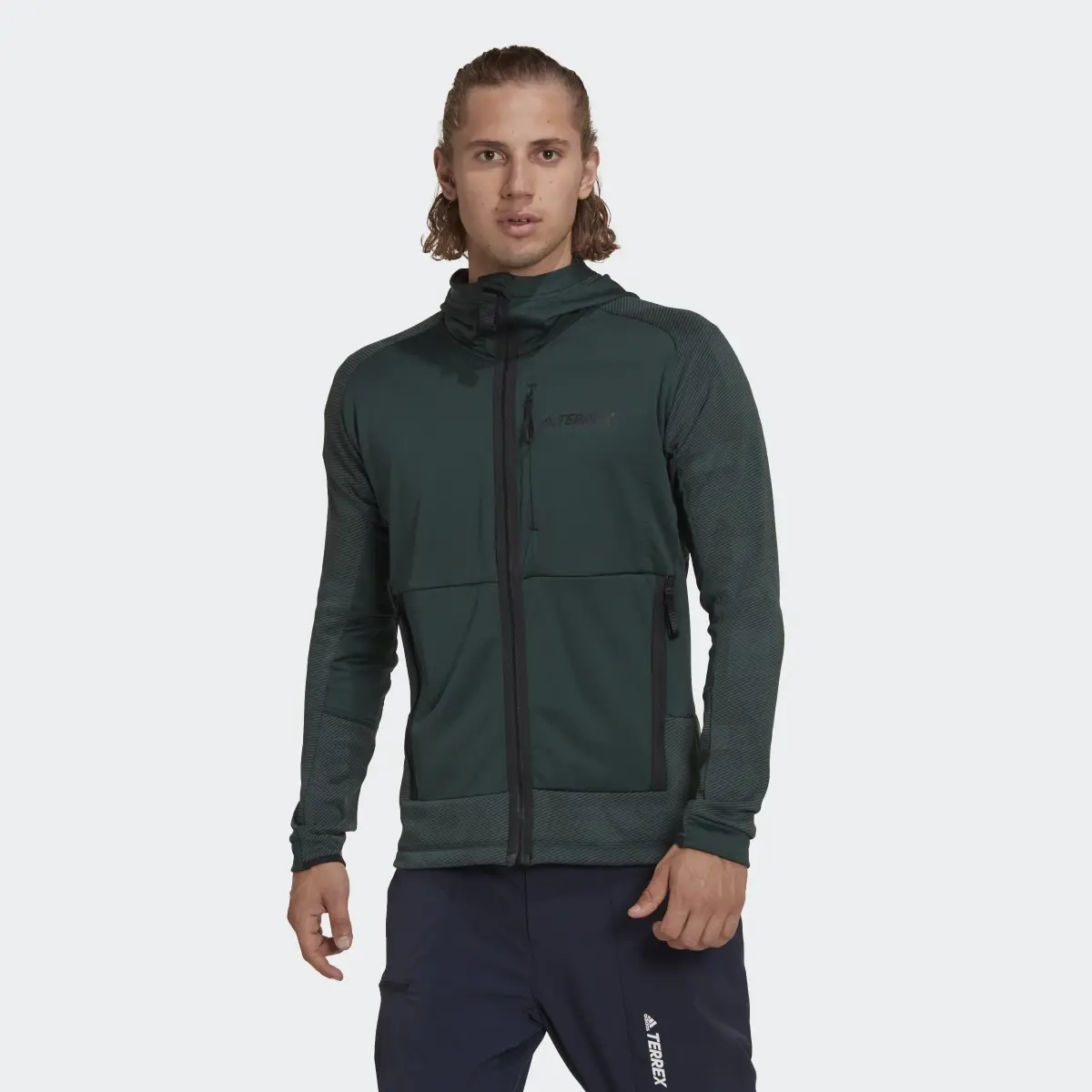 Adidas Terrex Tech Flooce Hooded Hiking Fleece Jacket. 2