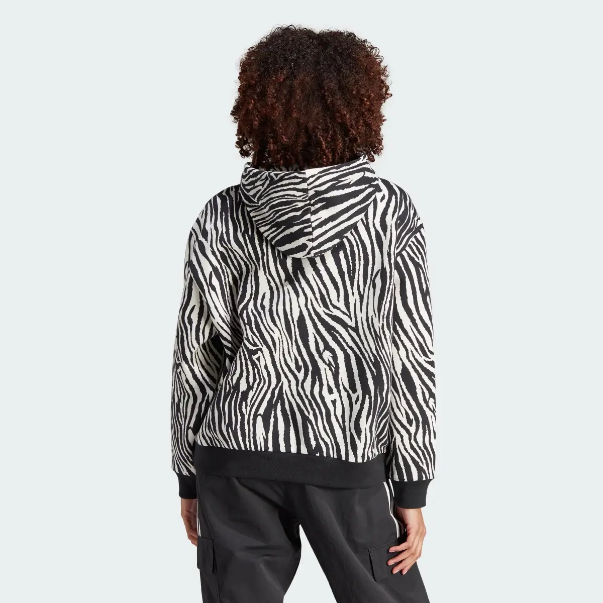 Adidas Sudadera con capucha Allover Zebra Animal Print Essentials. 3
