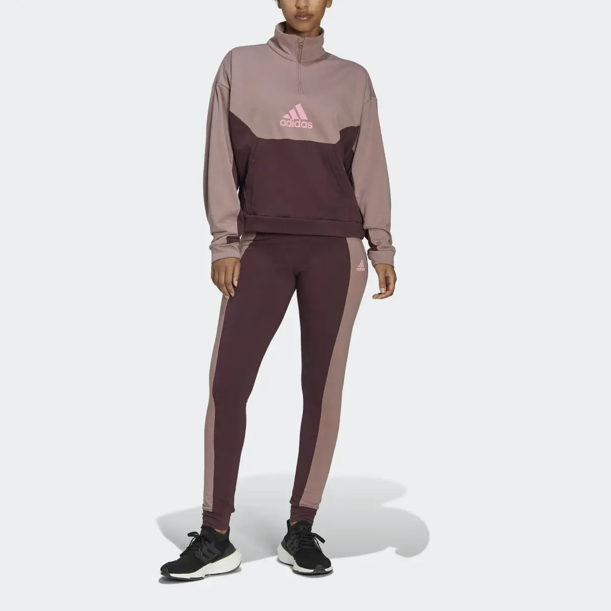 Adidas Half-Zip and Tights Track Suit. 1