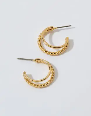 American Eagle Double Hoop Chain Earrings. 1