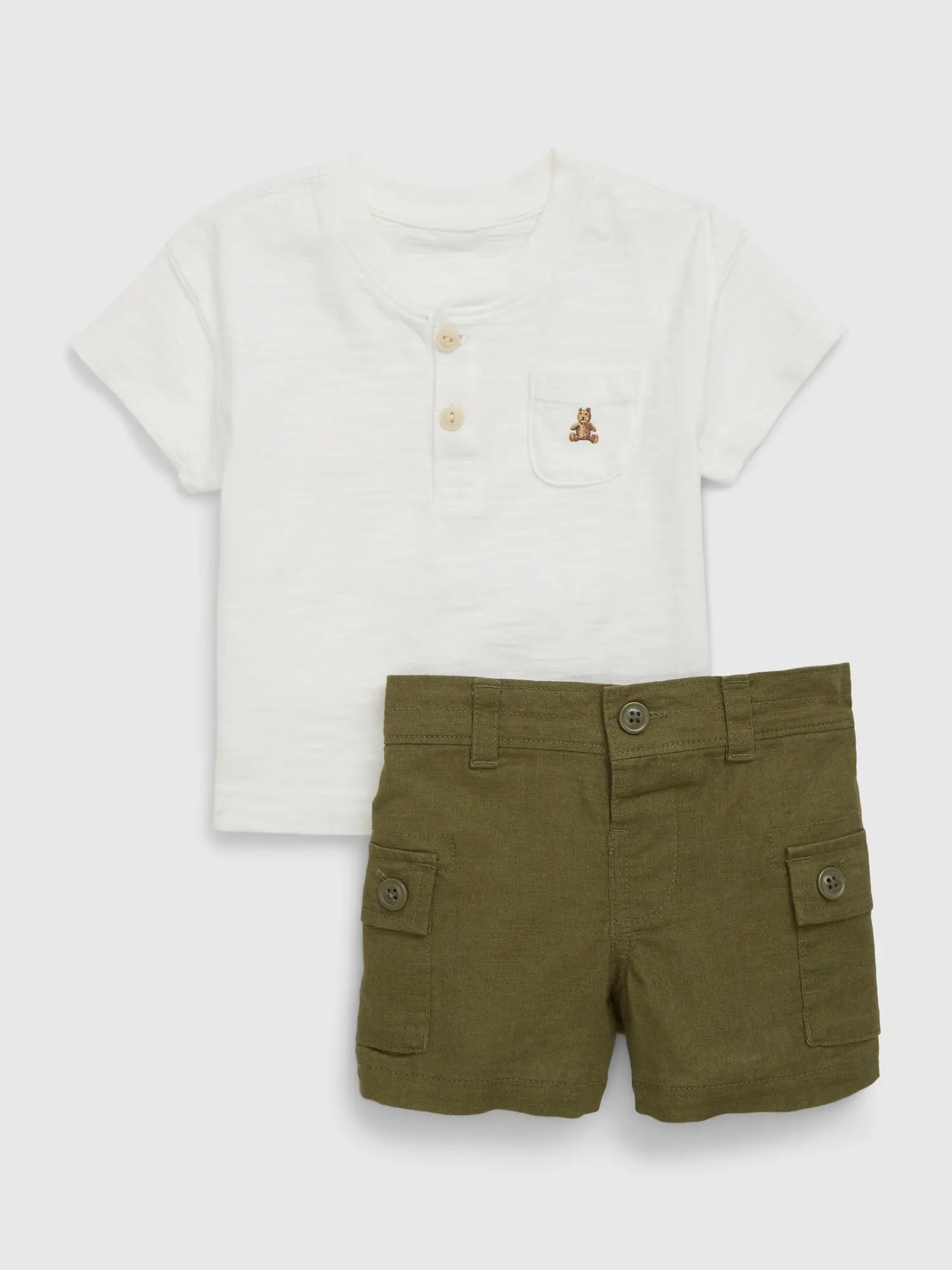 Gap Baby Cargo Outfit Set green. 1