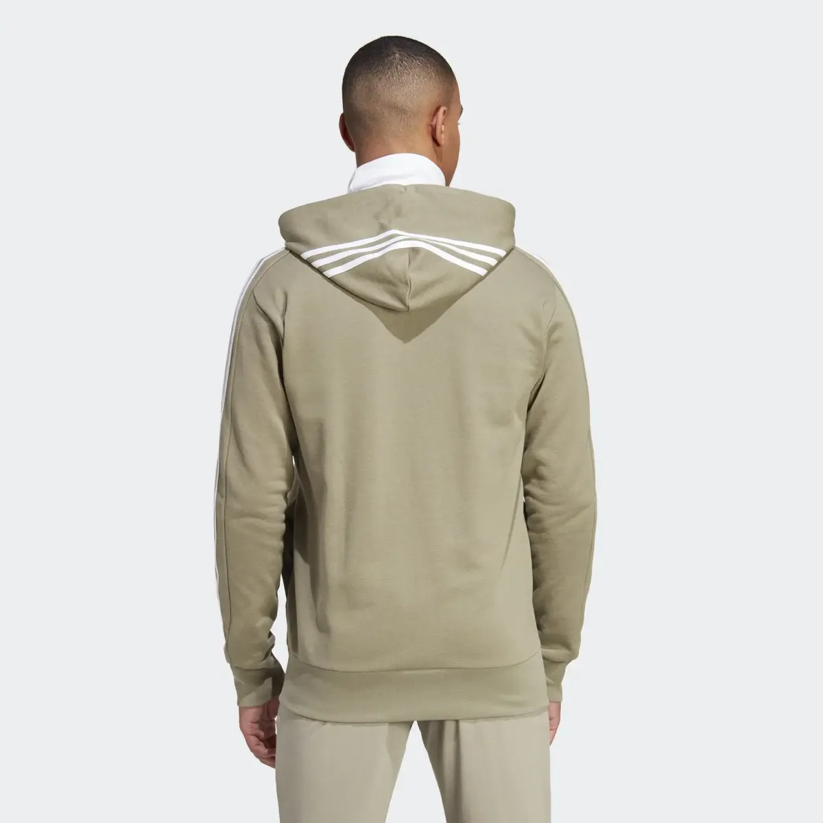 Adidas Felpa con cappuccio Essentials French Terry 3-Stripes Full-Zip. 3