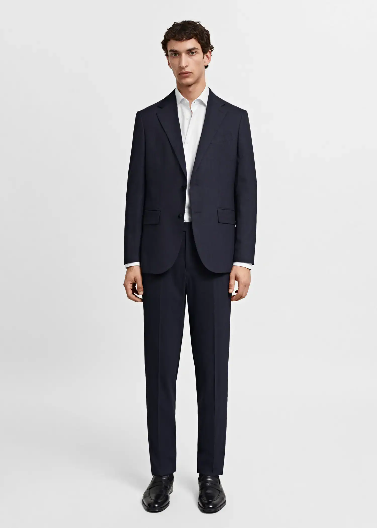 Mango Slim-fit micro-print twill suit shirt. 3