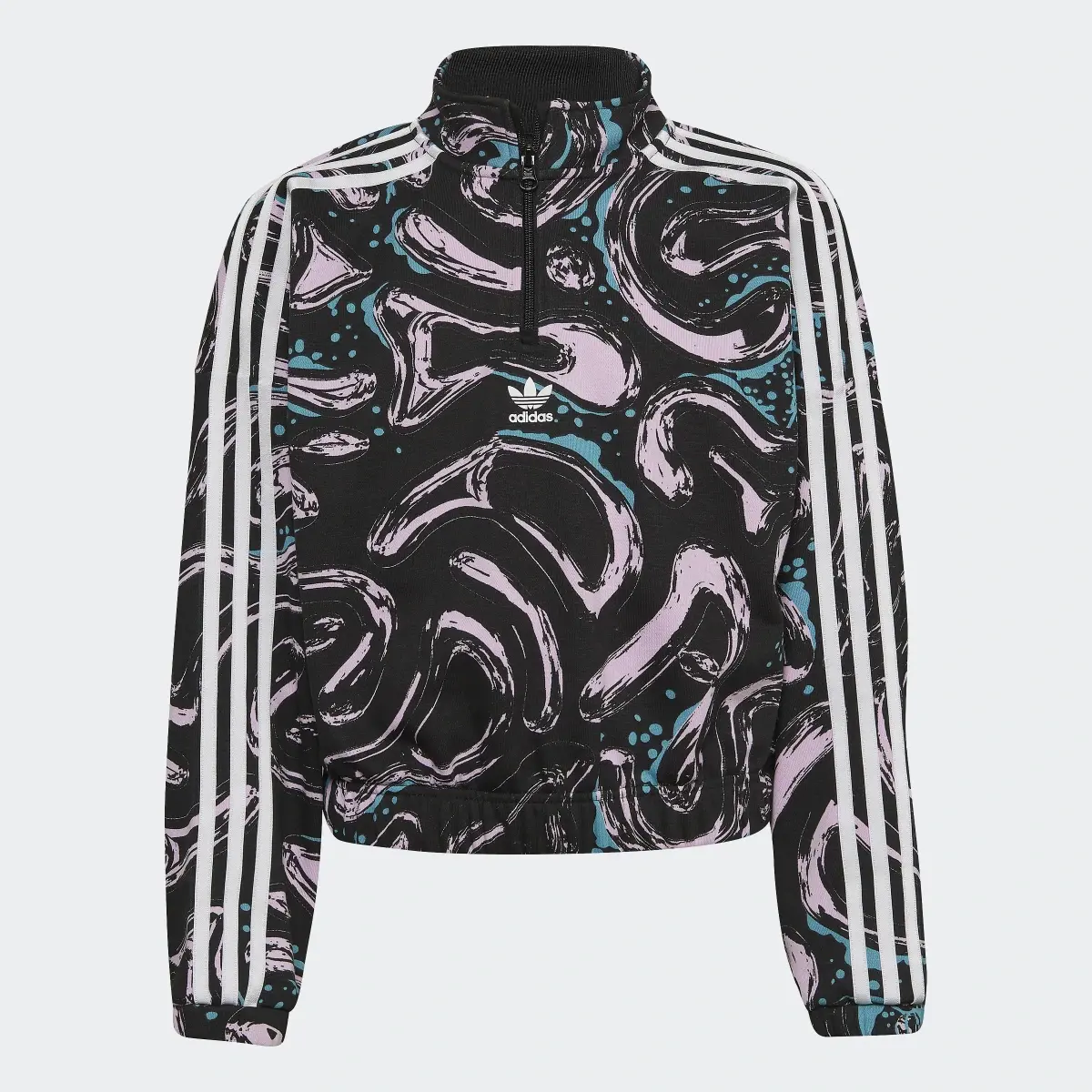 Adidas Allover Print Half-Zip Crop Sweatshirt. 1