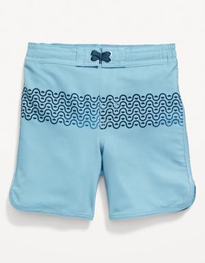 Printed Dolphin-Hem Board Shorts for Boys blue