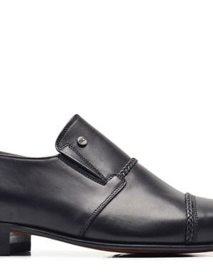 Siyah Klasik Bağcıksız Kösele Erkek Ayakkabı -12607-