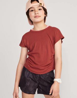 UltraLite Short-Sleeve Rib-Knit Side-Ruched T-Shirt for Girls red