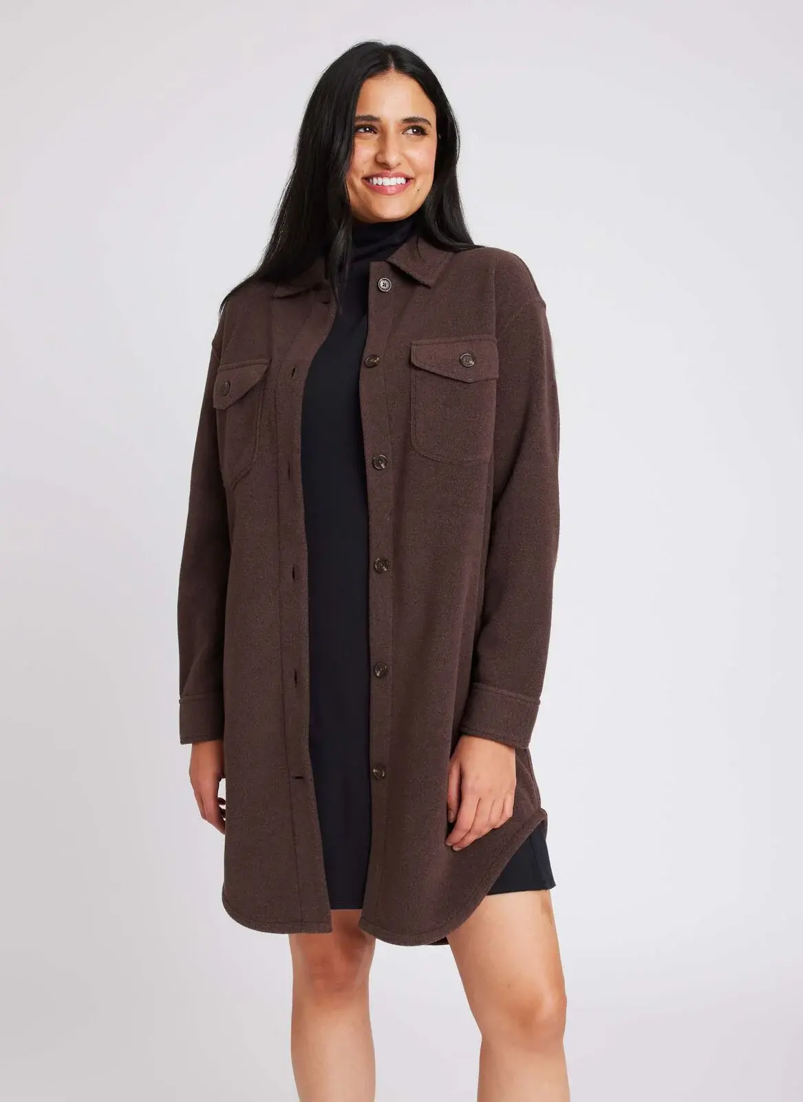 Kit And Ace Hygge Fleece Long Shirt Jacket. 1