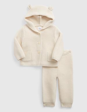Gap Baby Bear Sweater Outfit Set white