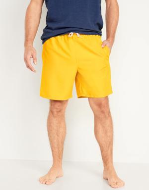 Solid-Color Swim Trunks for Men -- 7-inch inseam yellow