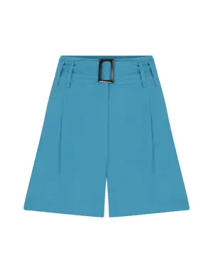 Turquoise Belt Detailed High-waisted Shorts - 2 / Turquoise
