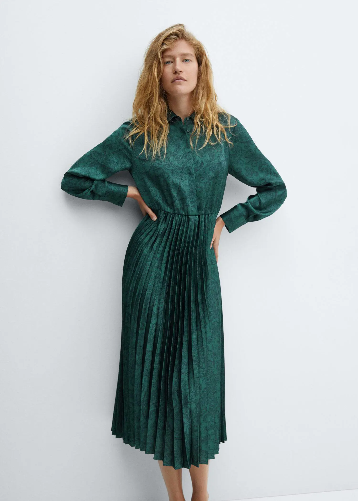 Paisley-print satin dress