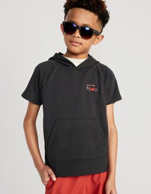 Short-Sleeve Graphic Pullover Hoodie for Boys black