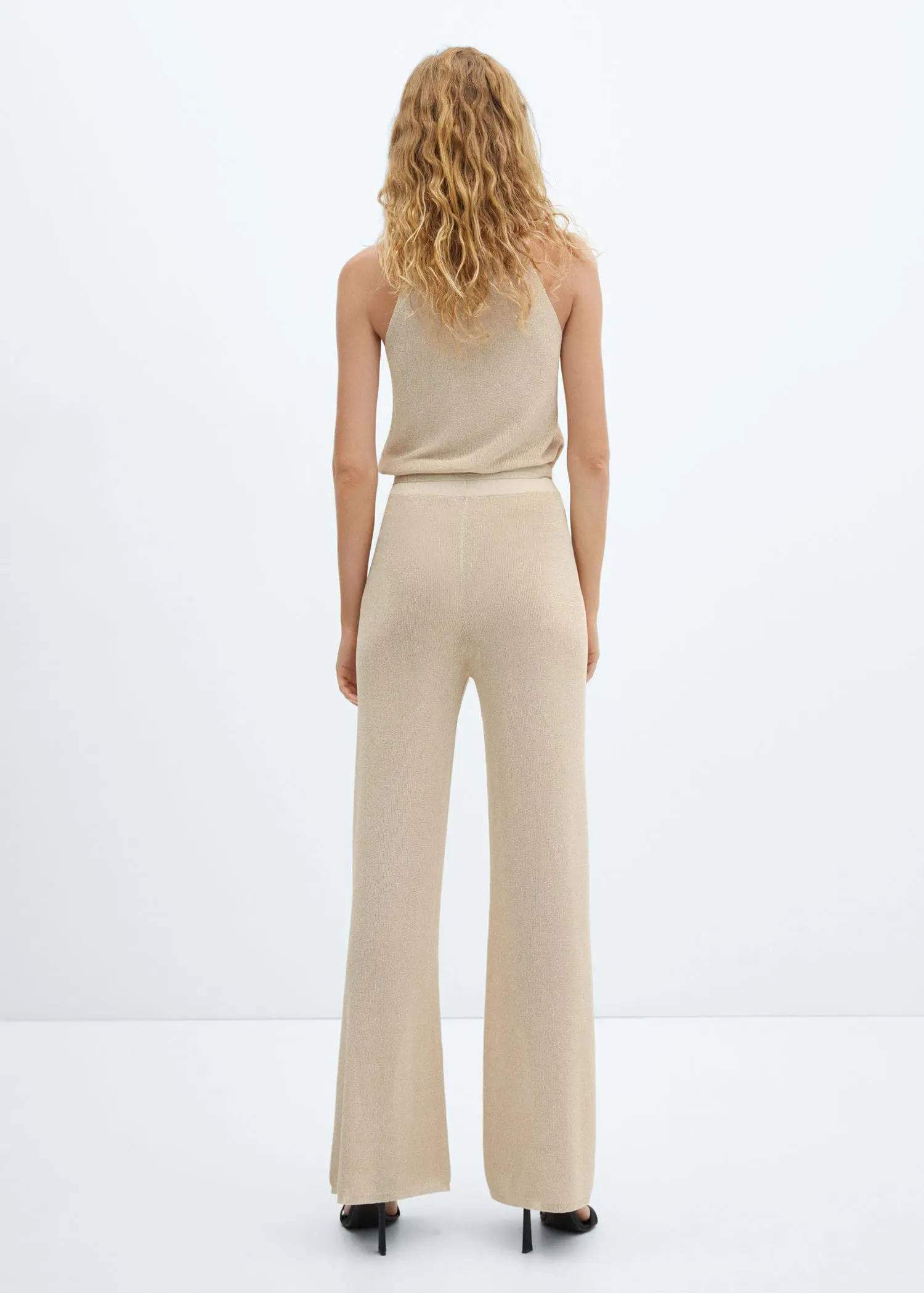 Mango Lurex-knit flared trousers. 3