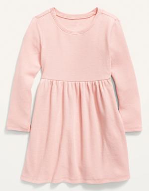 Fit & Flare Long-Sleeve Thermal Dress for Toddler Girls pink