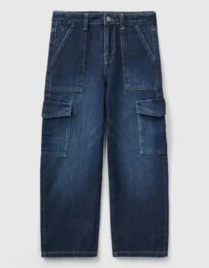 "eco-recycle" denim cargo jeans