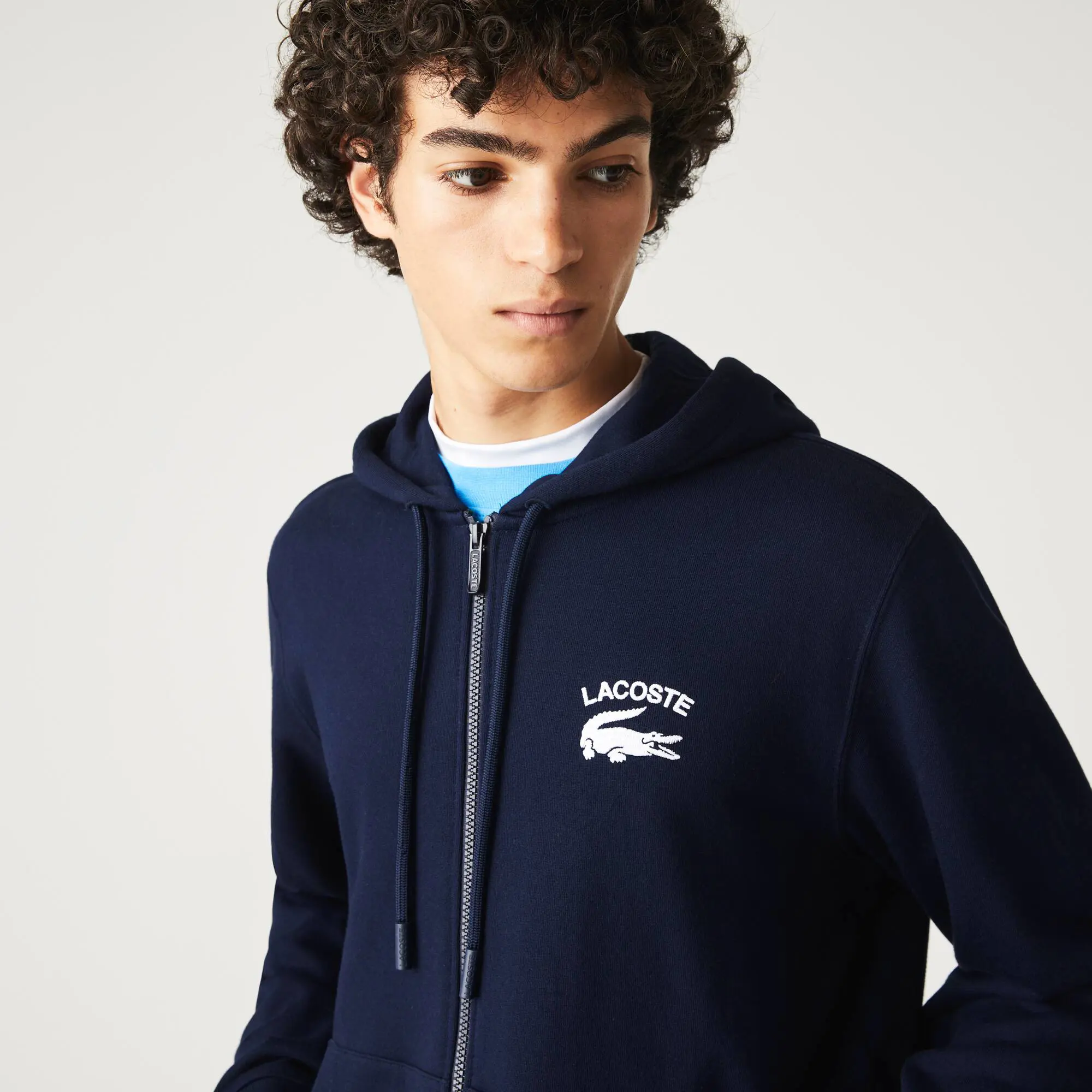 Lacoste Men's Lacoste Classic Fit Hooded Zippered Sweatshirt. 1