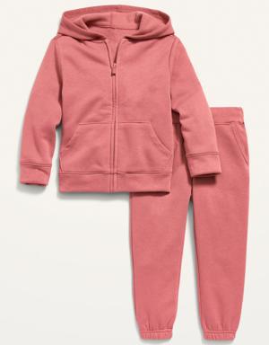 Old Navy Unisex Zip Hoodie and Functional Drawstring Jogger Sweatpants Set for Toddler red