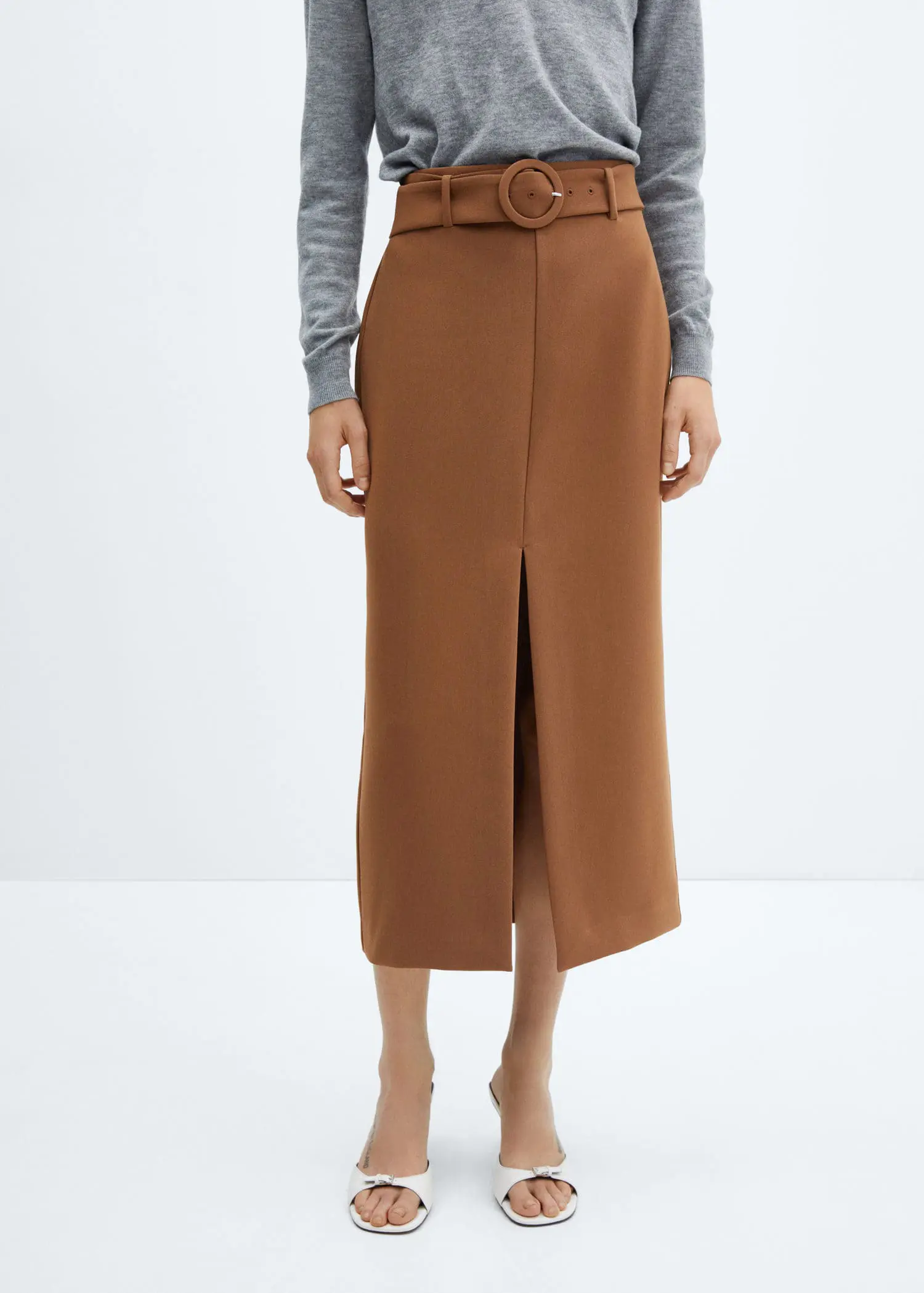 Mango Skirt with slit and belt. 2