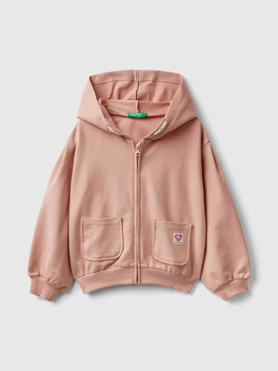 Benetton zip-up sweatshirt in stretch organic cotton. 1