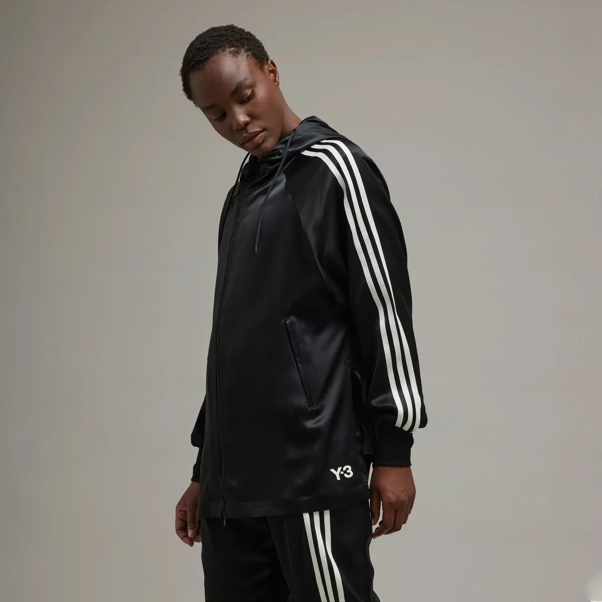 Adidas Veste à capuche soyeuse zippée 3 bandes Y-3 Tech. 2