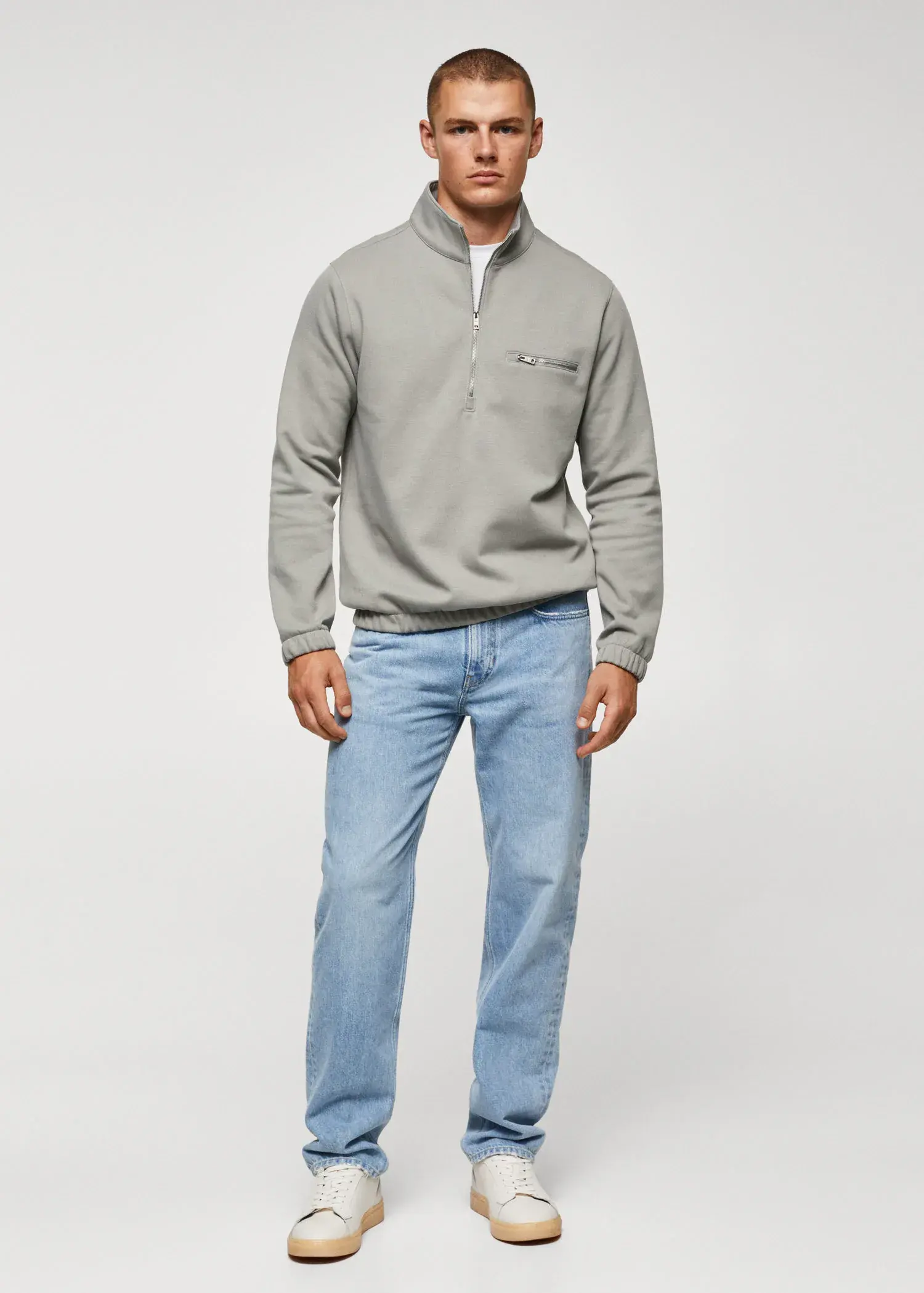 Mango Cotton sweatshirt with zipper neck. 2