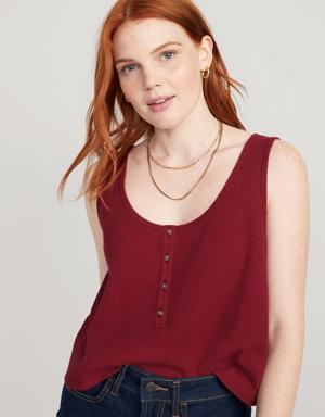 Old Navy Thermal-Knit Cropped Henley Tank Top for Women multi