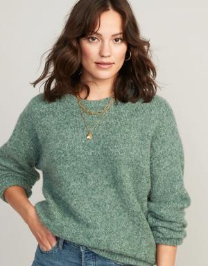 Cozy Plush-Yarn Cocoon Tunic Sweater for Women blue