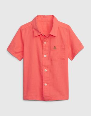 Gap Toddler Linen-Cotton Oxford Shirt pink