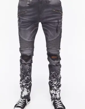 Forever 21 Distressed Paint Splatter Skinny Jeans Grey/Multi