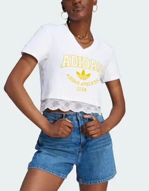 Adidas Cropped Lace Trim Tee