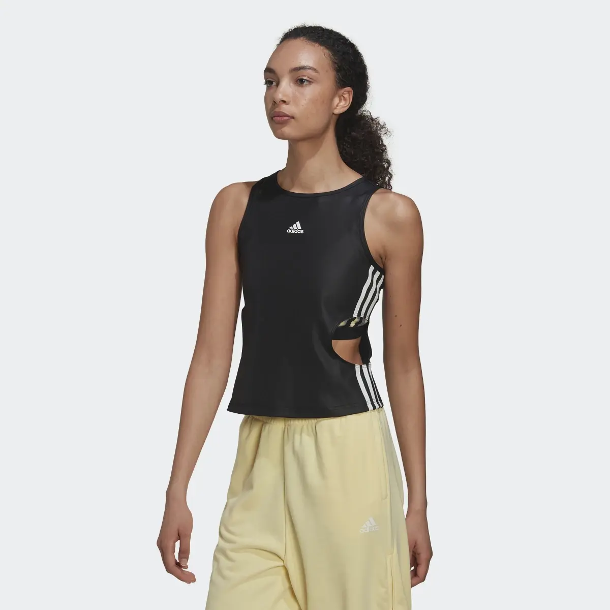 Adidas Hyperglam Fitted Tank Top With Cutout Detail. 2