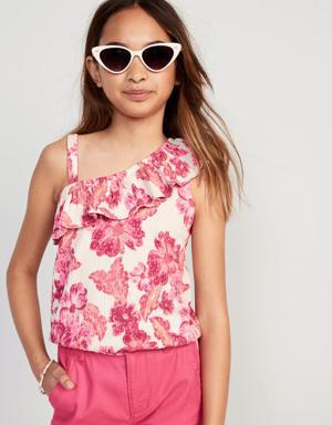 Old Navy Ruffled Puckered-Jacquard Knit One-Shoulder Top for Girls pink