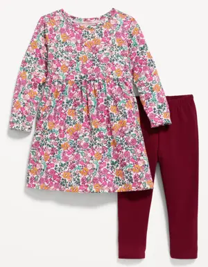 Long-Sleeve Dress & Leggings 2-Pack for Toddler Girls multi