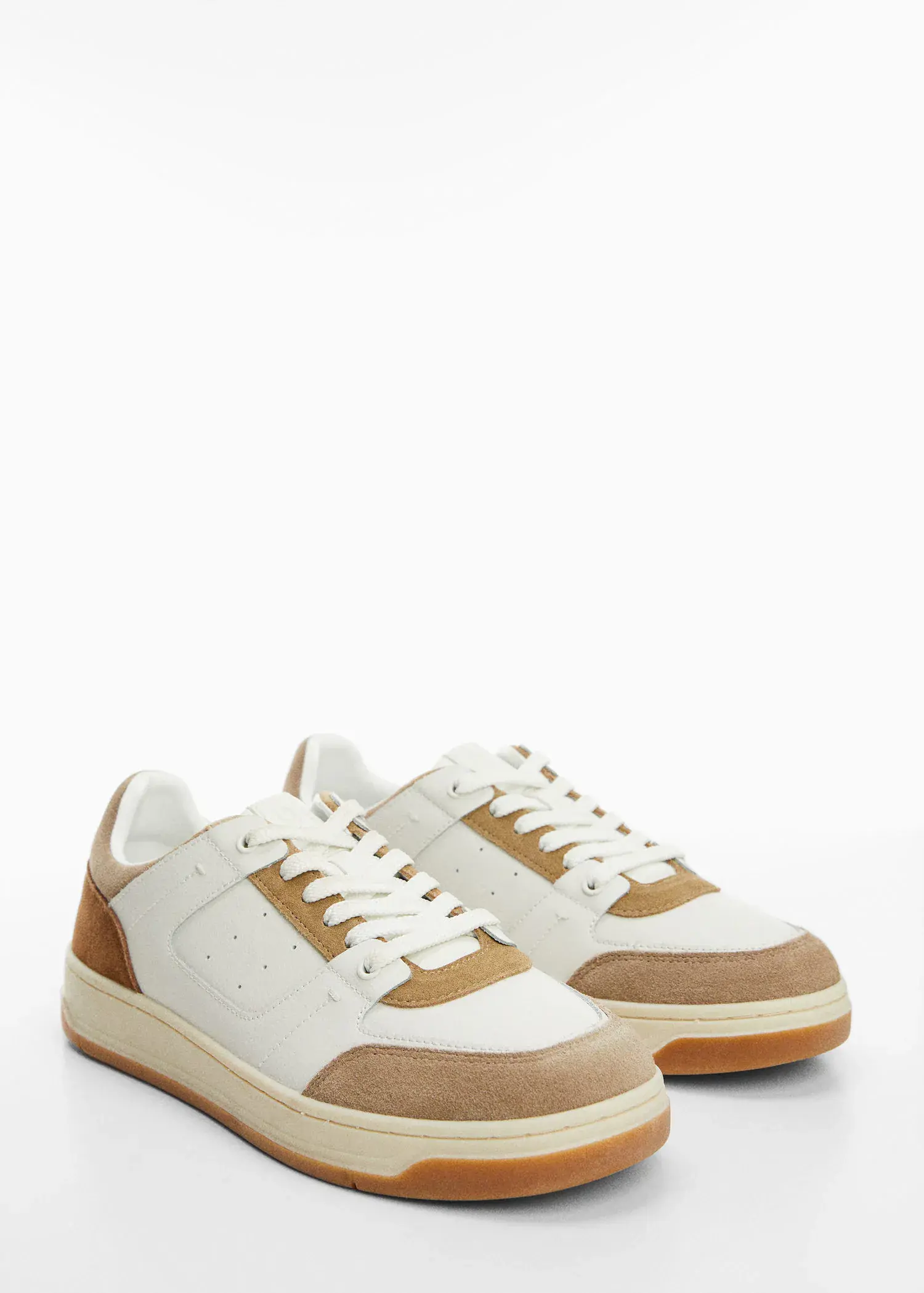 Mango Leather mixed sneakers. 1