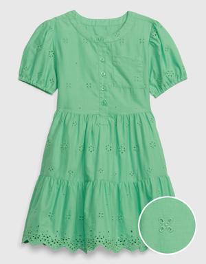 Toddler Eyelet Shirtdress green