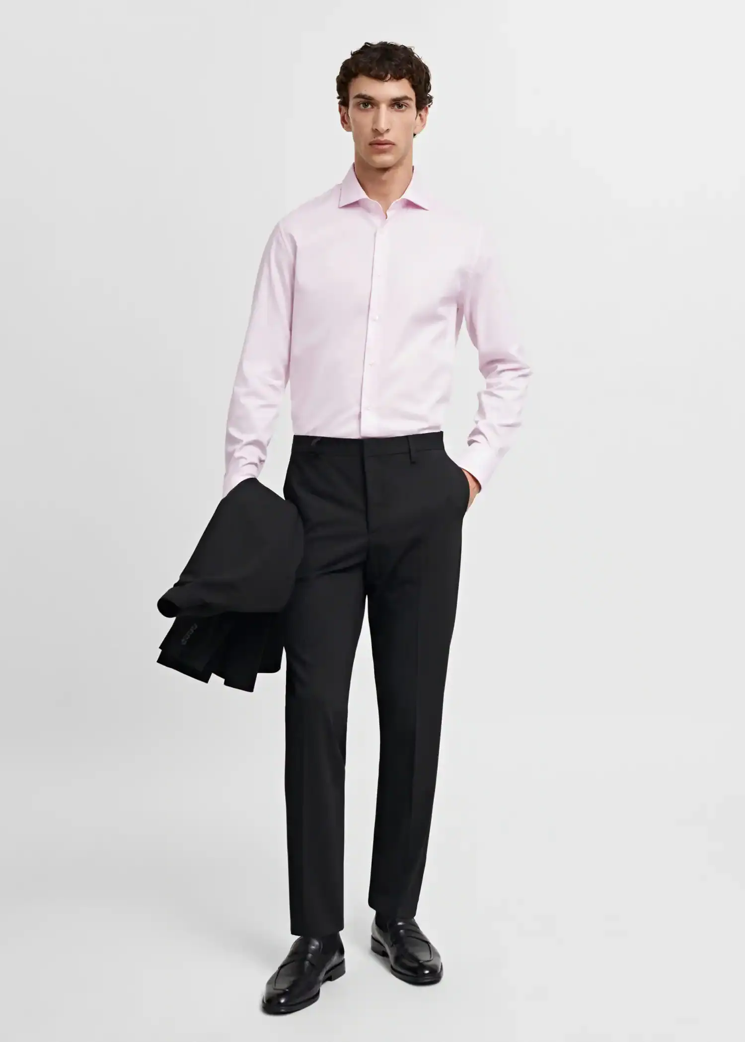 Mango Slim-fit micro-stripe twill suit shirt. 3