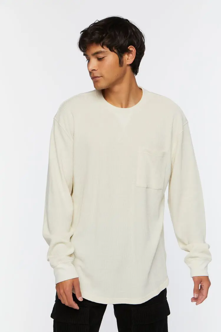 Forever 21 Forever 21 Waffle Knit Long Sleeve Tee Cream. 1